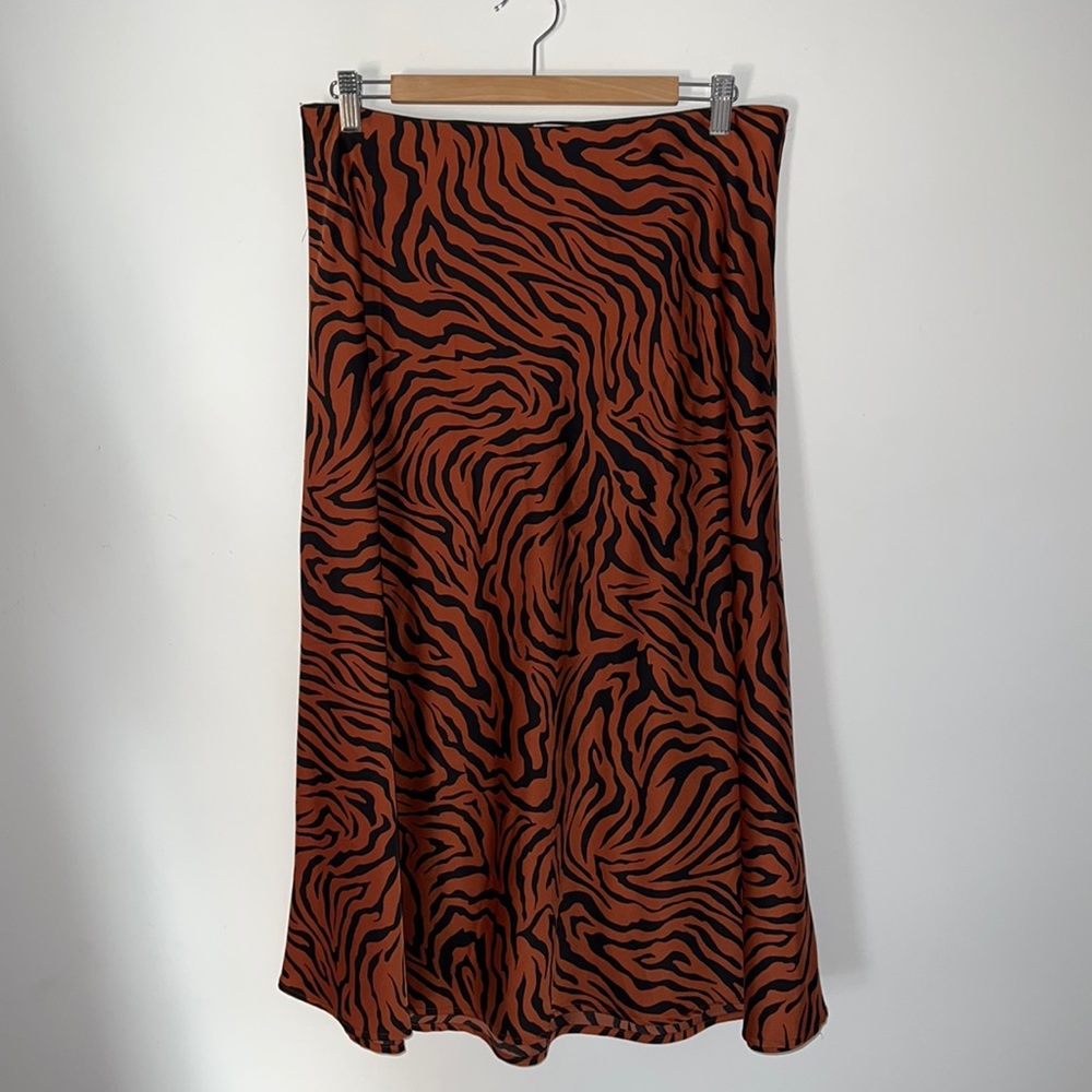 Sweet Baby Jamie Brown Zebra Satin Midi Skirt XL